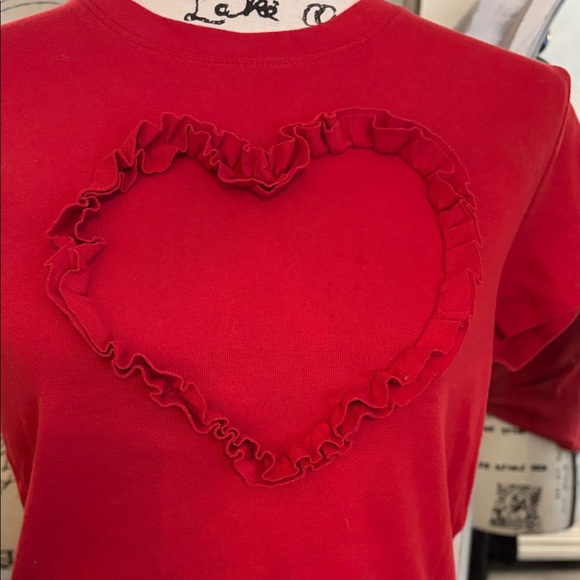 Red Tee with Ruffle Heart Design - Picture 3 of 7
